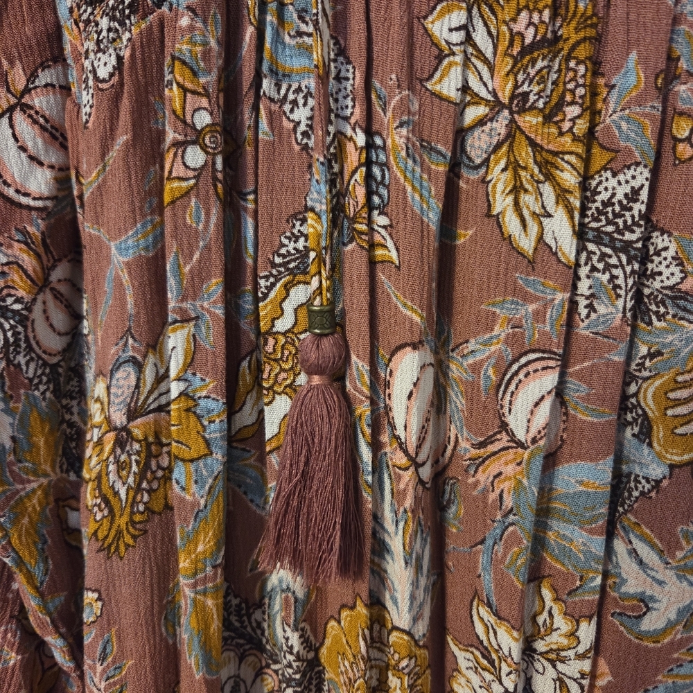 Knox Rose Womens Floral Long Dusty Rose Sleeve Bohemian Midi Dress Size Large - Picture 7 of 13